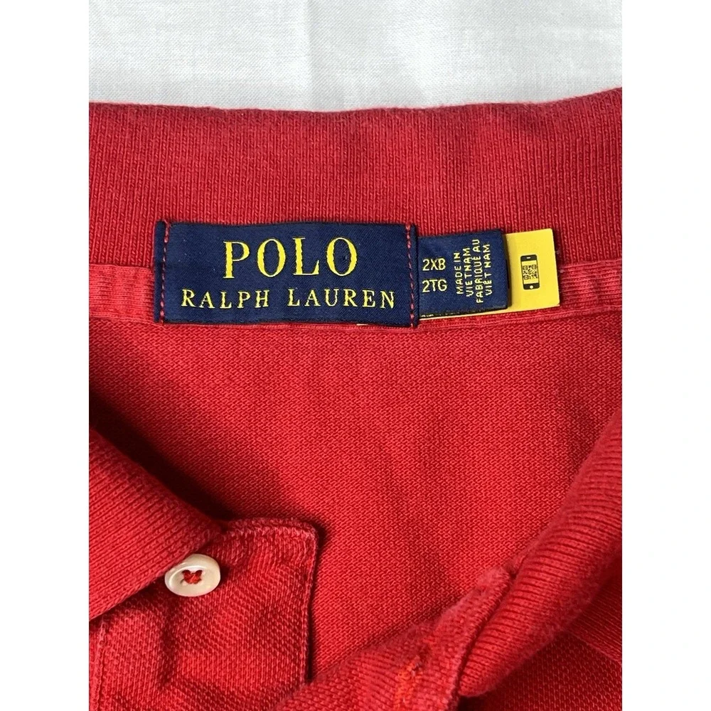 *Polo‎ Ralph Lauren Mens Red Polo Shirt Size 2XB / 2TG Short Sleeve